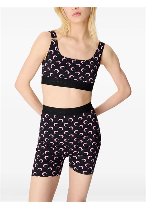 top moon printed jersey sports bra donna nero e rosa MARINE SERRE | WUW055BCJER0001BK90